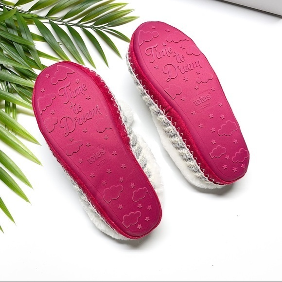 Isototoner Totes Striped Knit Pom Pom Slippers - Picture 3 of 4